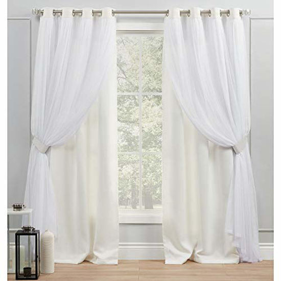 Picture of Exclusive Home Curtains Catarina Layered Solid Blackout and Sheer,Window, Curtain Panel Pair with Grommet Top, 52x96, Vanilla