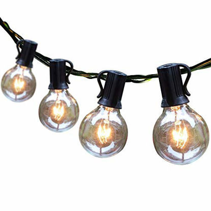 Picture of Outdoor String Lights 100ft Patio Lights with 110 G40 Bulbs (10 Spare) Globe String Lights for Party Tents Patio Gazebo Porch Deck Bistro Backyard Balcony Pergola Decor, Black Wire