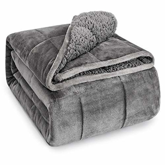 GetUSCart Sivio Sherpa Fleece Weighted Blanket for Adult 15 lbs Heavy Fuzzy Throw Blanket with Soft Plush Flannel Reversible Twin Size Super Soft Extra Warm Cozy Fluffy Blanket 60x80 Inches Dual Side...