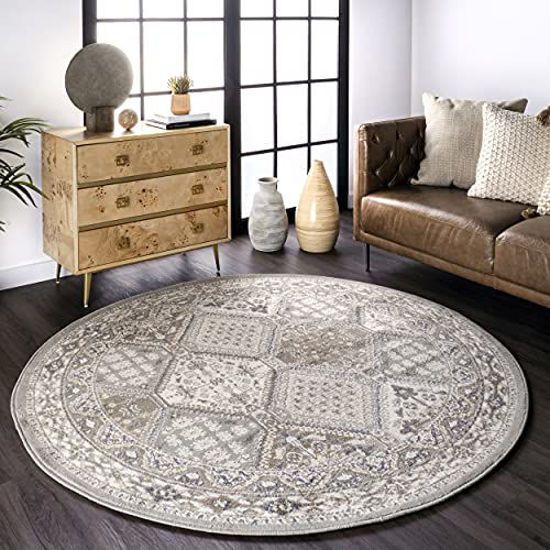 Picture of nuLOOM Becca Vintage Tile Area Rug, 6' Round, Grey