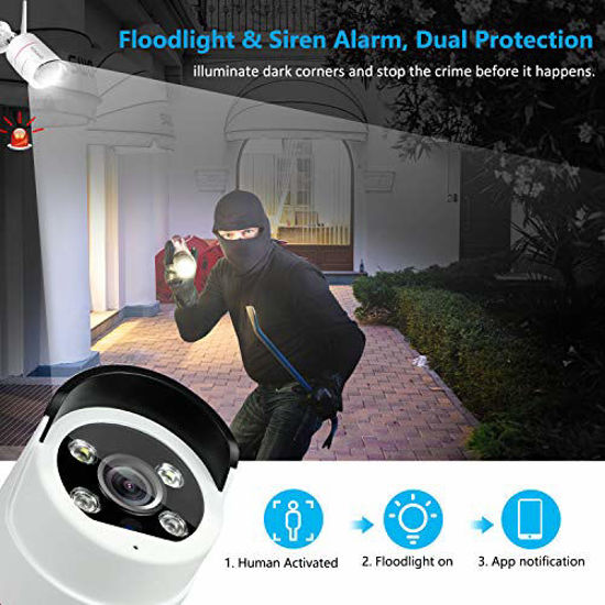 Picture of WiFi Add-on Floodlight Security Camera for YESKAMO NVR with AI Human Detection, Ultra-HD 3MP IP Camera for 8CH Expandable NVR System with Power Adapter