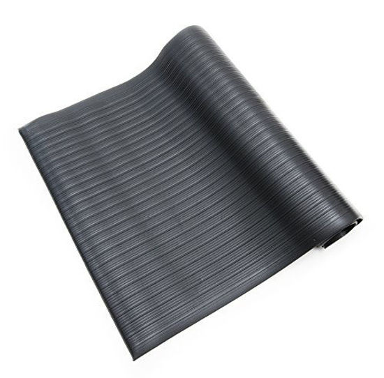 Picture of Bertech - AFRB38-3x5BLKBEV Anti Fatigue Floor Mat (Made in USA), 3 Feet Wide x 5 Feet Long x 3/8 Inches Thick, Ribbed Pattern Top, Black, Bevelled on All Four Sides, RoHS and REACH Compliant