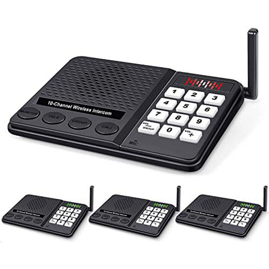 Picture of Wireless Intercom System for Business, Intercoms Wireless for Home House, Long Range Signal, Clear Audio Sound, 3 Privacy Codes 10 Channels, Voice Monitor, Group Communication (4 Pack)