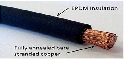 Picture of WNI 4 AWG 4 Gauge 25 Feet Black + 25 Feet Red Battery Welding Pure Copper Ultra Flexible Cable + 5pcs of 5/16" & 5pcs 3/8" Copper Cable Lug Terminal Connectors + 3 Feet Heat Shrink Tubing