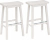 Picture of Amazon Basics Solid Wood Saddle-Seat Kitchen Counter Barstool - Set of 2, 29-Inch Height, White