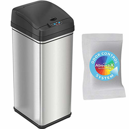 iTouchless Titanium 1.6 Gallon Oval Compost Bin with AbsorbX Odor Filter System, Countertop Trash Can