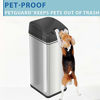 Picture of iTouchless 13 Gallon Pet-Proof Sensor Trash Can with AbsorbX Odor Filter Kitchen Garbage Bin Prevents Dogs & Cats Getting in, Battery and AC Adapter (Not Included), Stainless Steel and PetGuard