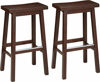 Picture of Amazon Basics Solid Wood Saddle-Seat Kitchen Counter Barstool - Set of 2, 29-Inch Height, Walnut Finish