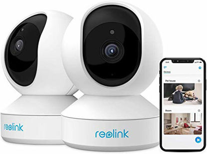 Picture of Home Security Camera System, Reolink 3MP HD Plug-in Indoor WiFi Camera, Pan Tilt Pet Camera, Baby Monitor, Night Vision, 2 Way Audio, Motion Alerts, 7 Day Free Cloud/Local SD Card Storage, E1(2 Pack)