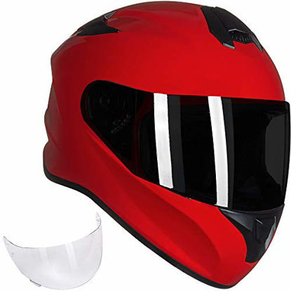 Picture of ILM Full Face Motorcycle Street Bike Helmet with Enlarged Air Vents, Free Replacement Visor for Men Women DOT Approved (Red, Small)
