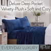 Picture of Velvet Plush Sheet and Pillowcase Set with Extra Deep Pockets | Extra Soft Micro Fleece Sheet Set | Ultra Plush and Cozy Warmth | Velvety Soft Heavyweight | Tribeca Collection (King, Navy)