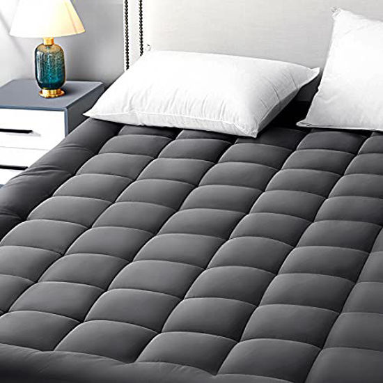 Picture of EASELAND Olympic Queen Mattress Pad Pillow Top Mattress Cover Quilted Fitted Mattress Protector Cotton Top 8-21" Deep Pocket Expanded Mattress Topper (66x80 Inches,Dark Grey)