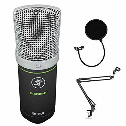 Picture of Mackie EM-91CU USB Condenser Microphone Bundle with Mic Boom Scissor Arm Stand & Pop Filter