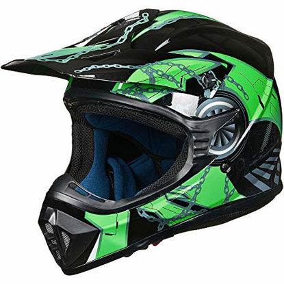 Picture of ILM Adult ATV Motocross Dirt Bike Motorcycle BMX MX Downhill Off-Road MTB Mountain Bike Helmet DOT Approved(Green Black, Adult-XXLarge)