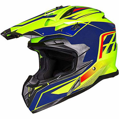 Picture of ILM Adult ATV Motocross Off-Road Street Dirt Bike Full Face Motorcycle Helmet DOT Approved Dual Sports Suits Men Women(XXL Yellow Blue)