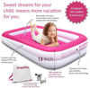 Picture of EnerPlex Kids Inflatable Travel Bed with High Speed Pump, Portable Air Mattress for Kids on The Go, Blow up Toddler Travel Bed with Sides - Built-in Safety Bumper - Pink