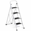 Picture of Delxo Folding 4 Step Ladder Ladder with Convenient Handgrip Anti-Slip Sturdy and Wide Pedal 330lbs Portable Steel Step Stool White and Black 4-Feet (WK2040-3)