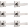 Picture of Probrico [Pack of 6]Door Lever Dummy Lever Door Handle for Closets French Doors,Square Dummy Door Lever,Non-Turning Single Side Pull with Satin Nickel Finish,Easy Installation Pull Only Lever Set