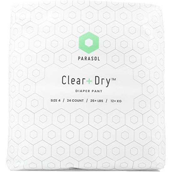 Picture of PARASOL Clear+Dry Natural Training Diaper Pants | Pure Ingredients, Water Based Ink, Non-Woven Fabric with Dermatest Excellent Seal | Rash Protection Diaper Set, Size 4 (20-37 lbs.) 96 Count