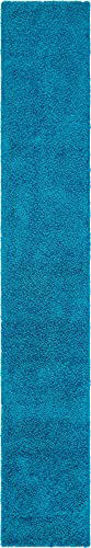 Picture of Unique Loom Solo Solid Shag Collection Area Modern Plush Rug Lush & Soft, 2' 6" x 16' 5", Turquoise