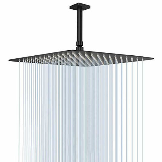 Picture of Large Rain Shower Head, NearMoon Luxury Square Stainless Steel Rainfall Showerhead, Waterfall Bath Shower Body Covering, Ceiling or Wall Mount (16 Inch, Oil Rubbed Bronze(Matte Black))