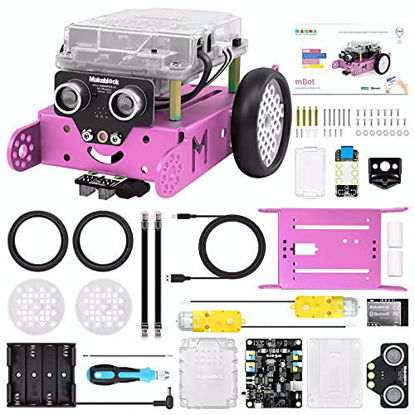 Picture of Makeblock mBot Pink Robot Kit, Robot Toys for Girls, Robotics Kit with Arduino/Scratch Coding, Remote Control, Building toys, Educational Robots for Kids Ages 8+, Girls STEM Gifts for Coding Beginners