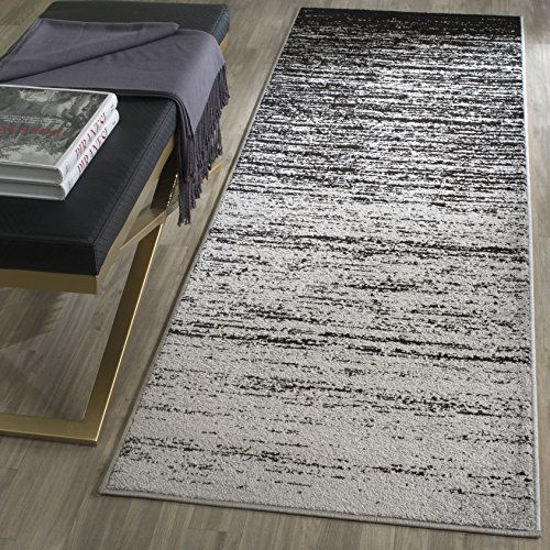 Picture of SAFAVIEH Adirondack Collection ADR113A Modern Ombre Non-Shedding Living Room Bedroom Runner, 2'6" x 14' , Silver / Black