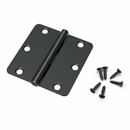 Picture of KNOBWELL 42 Pack Black Door Hinges, 3.5" X 3.5" Interior Door Hinges with 1/4" Radius in Matte Black