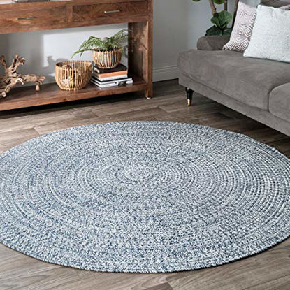 Picture of nuLOOM Wynn Braided Indoor/Outdoor Area Rug, 4' Round, Light Blue