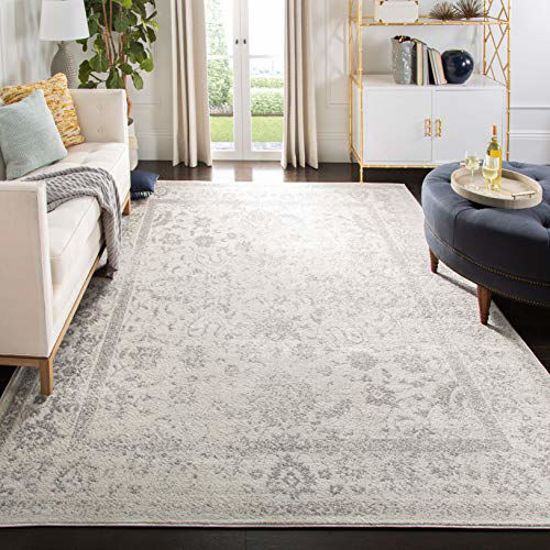 Picture of SAFAVIEH Adirondack Collection ADR109C Oriental Distressed Non-Shedding Living Room Bedroom Dining Home Office Area Rug, 6' x 6' Square, Ivory / Silver