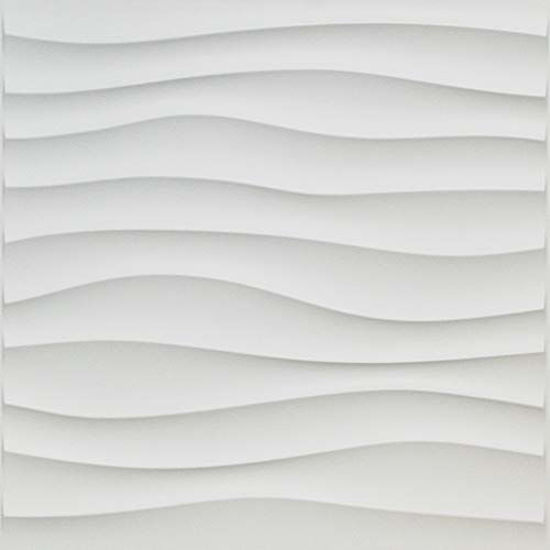 Picture of Art3d Plastic 3D Wall Panel PVC Wave Wall Design, White, 19.7" x 19.7" (12-Pack)