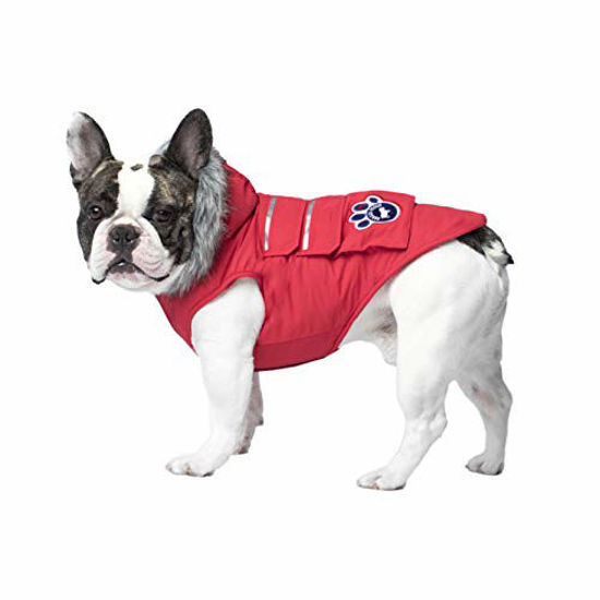 Picture of Canada Pooch Dog Winter Vest with Water-Resistent Insulation Down Jacket for Warmth Comfortable Winter Dog Coat with Fleece Lining Easy On Velcro Closure - Red Reflective/Size 26