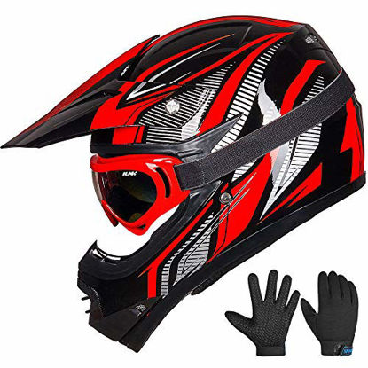 Picture of ILM Youth Kids ATV Motocross Dirt Bike Motorcycle BMX Downhill Off-Road MTB Mountain Bike Helmet DOT Approved (Youth-M, Red/Silver)