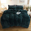 Picture of XeGe Plush Shaggy Duvet Cover Set Luxury Ultra Soft Crystal Velvet Bedding Sets 3 Pieces(1 Faux Fur Duvet Cover + 2 Faux Fur Pillowcases),Zipper Closur (Queen, Dark Green)