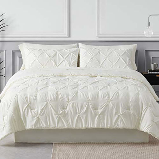 Bedsure Dark Grey Queen Comforter Set - 7 Pieces Pintuck Bed in A Bag, with  Comforters, Sheets, Pillowcases & Shams 