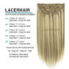 Picture of LacerHair Clip In Hair Extensions Real Human Hair Light Brown Highlighted Platinum Blonde Color Thick Silky Straight Remy Hair Clip In Extensions 7 Pieces 120 Gram 14 Inch