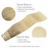 Picture of WENNALIFE Halo Hair Extensions, 16 Inch 80g Ash Blonde to Golden Blonde and Platinum Blonde Remy Crown Hair Extensions Invisible Wire Fish Line Hair Extensions Straight Human Flip Hair Extensions