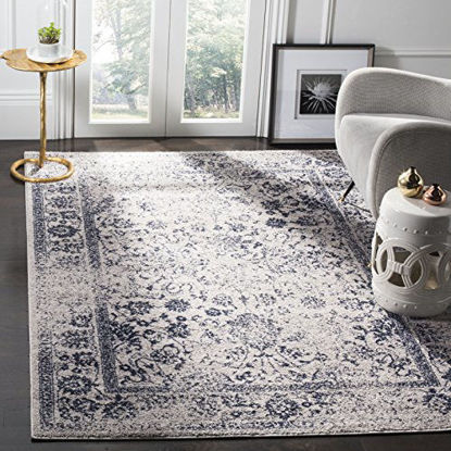 Picture of SAFAVIEH Adirondack Collection ADR109P Oriental Distressed Non-Shedding Living Room Bedroom Dining Home Office Area Rug, 6' x 6' Square, Grey / Navy