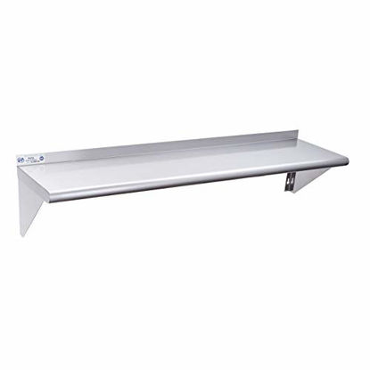 Picture of Stainless Steel Shelf 12 x 48 Inches, 280 lb, Commercial Wall Mount Floating Shelving for Restaurant, Kitchen, Home and Hotel