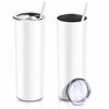 Picture of XccMe 30 oz Sublimation Blanks,Skinny Stainless Steel Tumbler,Double Wall Slim Insulated Tumbler with Lid, Skinny Cups with Straw, for Travel Mug, Coffee, Tea, Beverages (White 8)