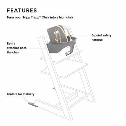 Picture of Tripp Trapp Baby Set from Stokke, Storm Grey - Convert The Tripp Trapp Chair into High Chair - Removable Seat + Harness for 6-36 Months - Compatible with Tripp Trapp Models After May 2006