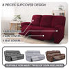 Picture of Ultimate Decor 8-Pieces Recliner Sofa Covers Velvet Stretch Reclining Couch Covers for 3 Cushion Reclining Sofa Slipcovers Furniture Covers Thick Soft Washable (Wine)