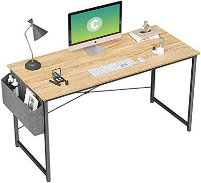 Picture of Cubiker Computer Desk 47 inch Home Office Writing Study Desk, Modern Simple Style Laptop Table with Storage Bag, Natural