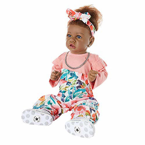 Reborn Baby Dolls Black Silicone Full Body with Realistic African American  22.8 inches Girl Weighted Newborn Dolls Gift Set