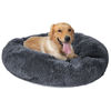 Picture of Round Dog Beds for Large Dogs Washable Shag Faux Fur Donut Cuddler 48 inches - Primarily Calming Anti Anxiety Soft Warm Pet Bed for Large Dogs up to 150 Pounds