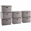 Picture of PRANDOM Large Foldable Storage Bins with Lids [7-Pack] linenFabric Decorative Storage Boxes Organizer Containers Baskets Cube with Handles Divider for Bedroom Closet Office Grey(17.7x11.8x11.8)