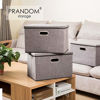 Picture of PRANDOM Large Foldable Storage Bins with Lids [7-Pack] linenFabric Decorative Storage Boxes Organizer Containers Baskets Cube with Handles Divider for Bedroom Closet Office Grey(17.7x11.8x11.8)