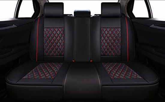 GetUSCart- LUCKYMAN CLUB Rear Seat Covers Fit for Cruze Escape Ridgeline  Optima Maxima Crosstrek (Rear Seat of Blk+Red)
