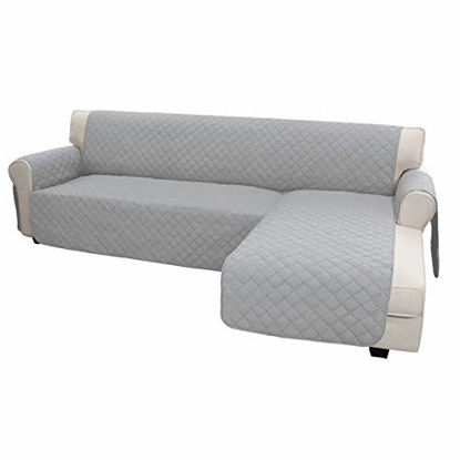 Picture of Easy-Going Sofa Slipcover L Shape Sofa Cover Sectional Couch Cover Chaise Lounge Cover Reversible Sofa Cover Furniture Protector Cover for Pets Kids Children Dog Cat (X-Large, Light Gray/Light Gray)