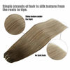 Picture of Clip in Hair Extensions, hotbanana Walnut Brown to Ash Brown and Bleach Blonde Clip in Hair Extensions Real Human Hair Straight Remy Hair Clip in Hair Extensions 16 inch 120g 7pcs